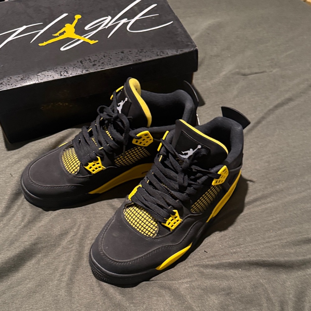Jordan Black and Yellow Retro 4 Sneakers